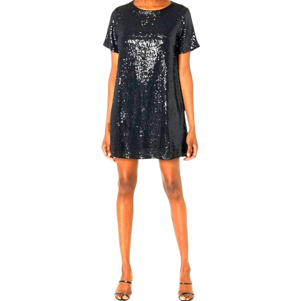 Sugar Lips Black Sequin Mini Dress Size M - Picture 1 of 13